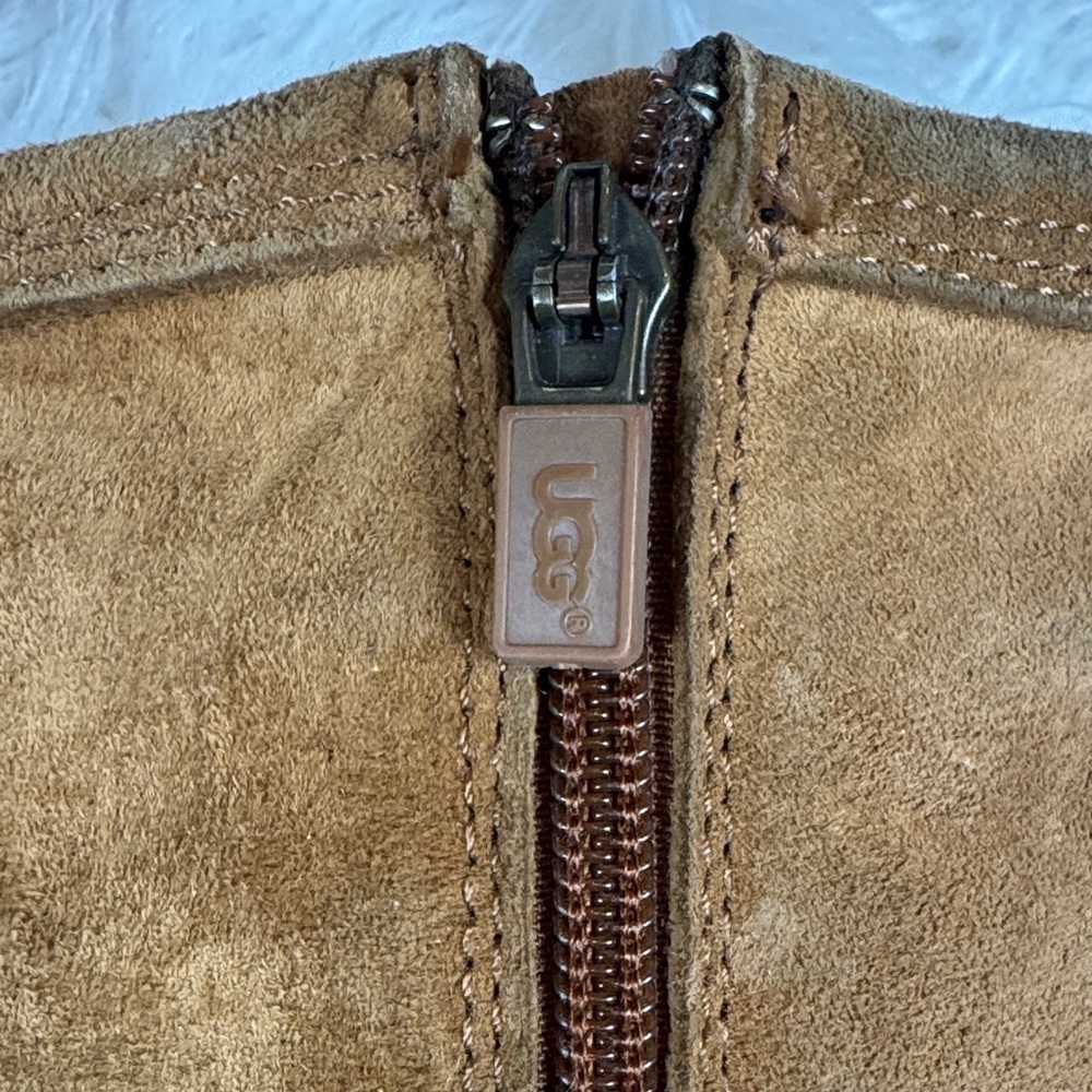 UGG Kenly Winter Tall Chestnut Suede Side Zip Boots Womens Size 6 - Picture 3 of 10
